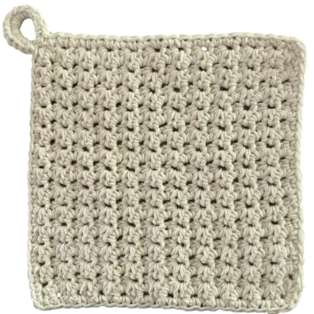 5 Crochet Washcloths Dishcloths with Hanging Loop 100% Cotton Handmade Bundle
